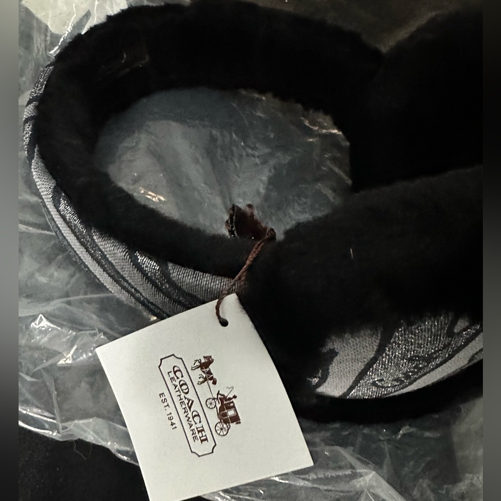 Coach Zebra Pattern Earmuffs in Black and Gray